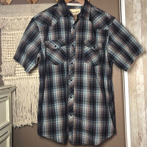 Coastal Brown Plaid Button Down Shirt - Picture 1 of 5